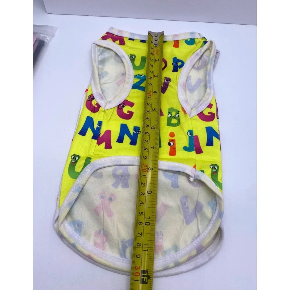 Assorted Pet Tank Tops Small Dog Cat Vest Fruit Animal Alphabet Prints Size M